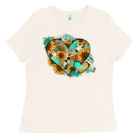 Bone Leopard Sunflower Cowhide Glitter Heart Ladies Tee - Jasminsmagicworld