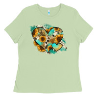 Matcha Leopard Sunflower Cowhide Glitter Heart Ladies Tee - Jasminsmagicworld