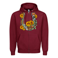 Western Leopard Cowhide Sunflowers Horseshoe Zipper Hoodie | Teevron