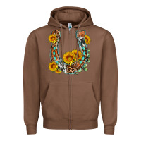 Chestnut western leopard cowhide sunflowers horseshoe Zipper Hoodie - OliviaCreatesArt