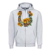 Heather Grey western leopard cowhide sunflowers horseshoe Zipper Hoodie - OliviaCreatesArt