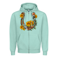Seafoam western leopard cowhide sunflowers horseshoe Zipper Hoodie - OliviaCreatesArt