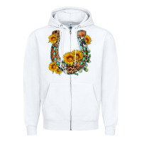 White western leopard cowhide sunflowers horseshoe Zipper Hoodie - OliviaCreatesArt