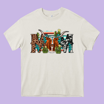 Longhorn Mom Heavy Core Tee Designed By Adodesignshop