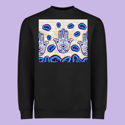 Evil Eyes With White Wooden Pattern Heavyweight Sweatshirt Designed By Tumblerdesignbyshophia