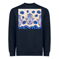 Navy evil eyes with white wooden pattern Heavyweight Sweatshirt - TumblerDesignByShophia