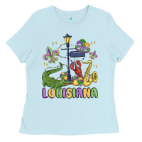 Baby Blue louisiana mardi gras Ladies Tee - MaliasSmallBusiness