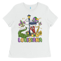 White louisiana mardi gras Ladies Tee - MaliasSmallBusiness