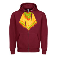 Burgundy mexican poncho fa element Zipper Hoodie - FaDigitalArtStudio