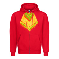 Red mexican poncho fa element Zipper Hoodie - FaDigitalArtStudio