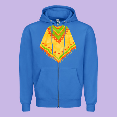 Mexican Poncho Fa Element Zipper Hoodie Designed By Fadigitalartstudio