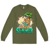 Army Green Hello summer skeleton Long Sleeve Tee - NancyCooperArtShop