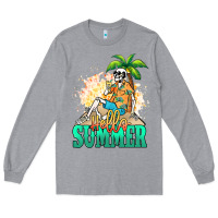 Heather Grey Hello summer skeleton Long Sleeve Tee - NancyCooperArtShop