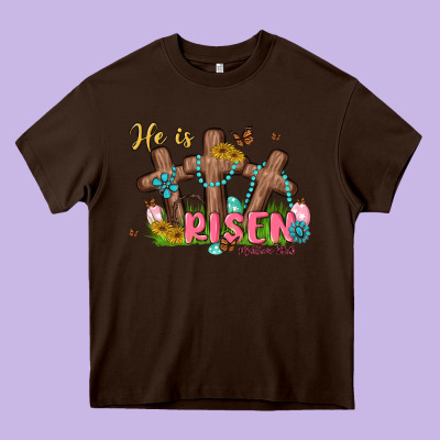 He Is Risen Heavy Core Tee Designed By Maliassmallbusiness