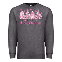Charcoal Heather Merry Christmas Trees Premium Sweatshirt - FaDigitalArtStudio