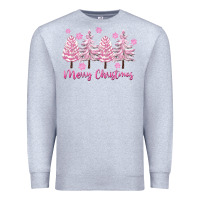 Heather Grey Merry Christmas Trees Premium Sweatshirt - FaDigitalArtStudio