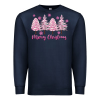 Navy Merry Christmas Trees Premium Sweatshirt - FaDigitalArtStudio