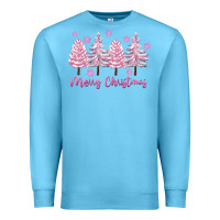 Ocean Blue Merry Christmas Trees Premium Sweatshirt - FaDigitalArtStudio