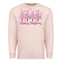 Pale Pink Merry Christmas Trees Premium Sweatshirt - FaDigitalArtStudio