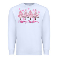 White Merry Christmas Trees Premium Sweatshirt - FaDigitalArtStudio