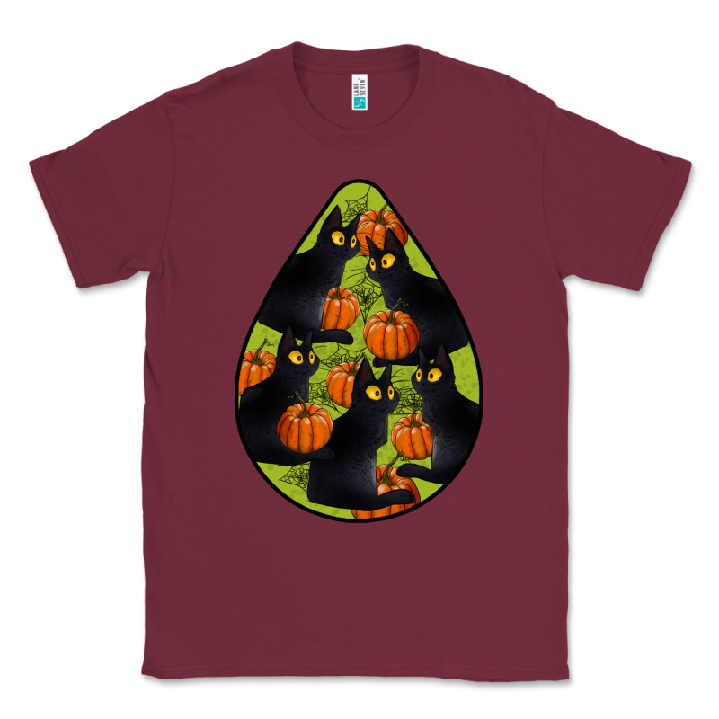 Black Cat Halloween Teardrop Classic Tee by LillyAllenDesigns | Teevron
