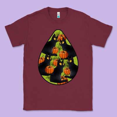 Black Cat Halloween Teardrop Classic Tee Designed By Lillyallendesigns