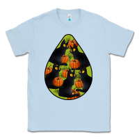Dusty Blue Black Cat Halloween Teardrop Classic Tee - LillyAllenDesigns