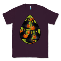Plum Black Cat Halloween Teardrop Classic Tee - LillyAllenDesigns