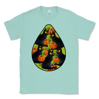 Seafoam Black Cat Halloween Teardrop Classic Tee - LillyAllenDesigns