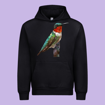 Ruby Throated Hummingbird Bird Urban Hoodie Designed By Lillyallendesigns