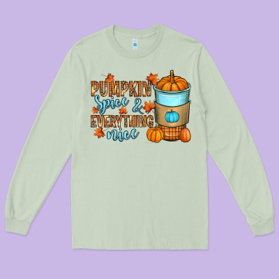 Pumpkin Spice And Everything Nice Long Sleeve Tee Designed By Ranaportraitstore