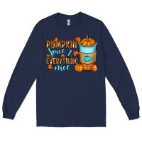 Navy Pumpkin spice and everything nice Long Sleeve Tee - RanaPortraitStore