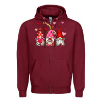 Burgundy valentine's day gnomes Zipper Hoodie - OliviaCreatesArt