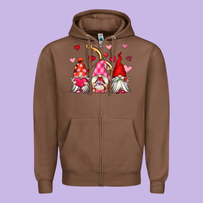 Valentine's Day Gnomes Zipper Hoodie Designed By Oliviacreatesart