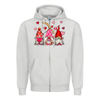 Dove Grey valentine's day gnomes Zipper Hoodie - OliviaCreatesArt