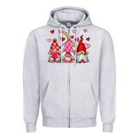 Heather Grey valentine's day gnomes Zipper Hoodie - OliviaCreatesArt