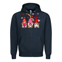Navy valentine's day gnomes Zipper Hoodie - OliviaCreatesArt
