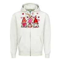 Oatmeal Heather valentine's day gnomes Zipper Hoodie - OliviaCreatesArt