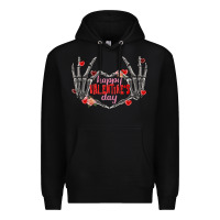 Black Happy Valentine's Day skeleton hands Premium Hoodie - FaDigitalArtStudio