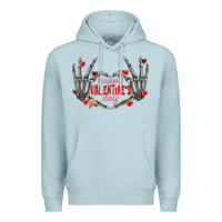 Blue Mist Happy Valentine's Day skeleton hands Premium Hoodie - FaDigitalArtStudio