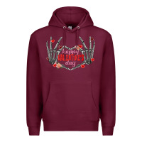 Burgundy Happy Valentine's Day skeleton hands Premium Hoodie - FaDigitalArtStudio