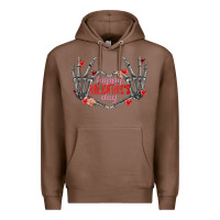 Chestnut Happy Valentine's Day skeleton hands Premium Hoodie - FaDigitalArtStudio