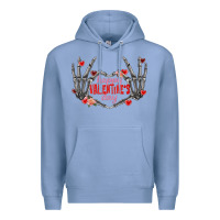 Colony Blue Happy Valentine's Day skeleton hands Premium Hoodie - FaDigitalArtStudio