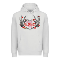 Dove Grey Happy Valentine's Day skeleton hands Premium Hoodie - FaDigitalArtStudio