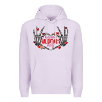 Lilac Happy Valentine's Day skeleton hands Premium Hoodie - FaDigitalArtStudio