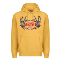 Mustard Happy Valentine's Day skeleton hands Premium Hoodie - FaDigitalArtStudio