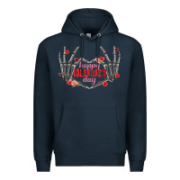 Navy Happy Valentine's Day skeleton hands Premium Hoodie - FaDigitalArtStudio