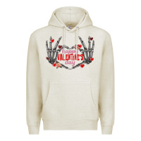 Oatmeal Heather Happy Valentine's Day skeleton hands Premium Hoodie - FaDigitalArtStudio