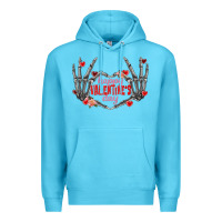 Ocean Blue Happy Valentine's Day skeleton hands Premium Hoodie - FaDigitalArtStudio