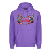 Purple Happy Valentine's Day skeleton hands Premium Hoodie - FaDigitalArtStudio
